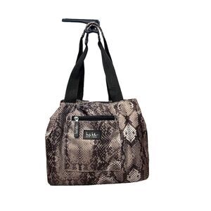 Nicole Miller Insulated Lunch Bag Cooler Tote Gray Silver Snakeskin 10" x 6" x 9